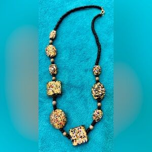 Handmade Necklace Featuring Vintage Venetian Style Glass Beads
